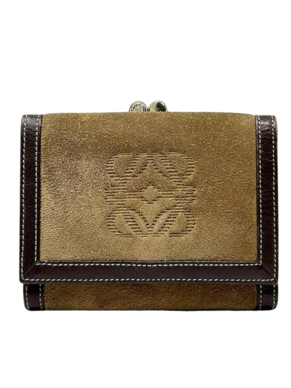 Loewe 90s Vintage Suede Anagram Compact Wallet